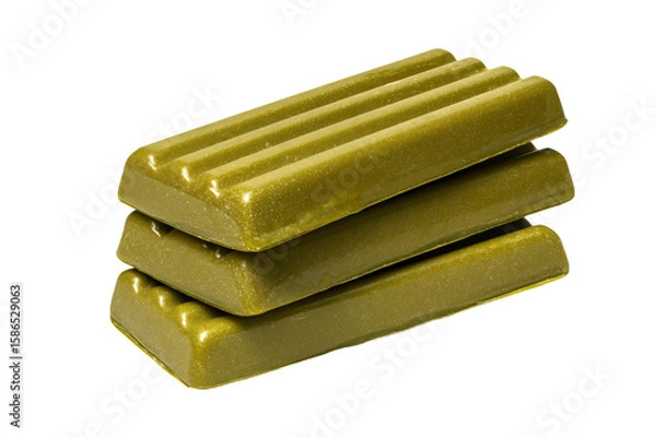 Fototapeta a stack of four green bars of soap