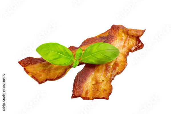 Fototapeta a bacon and leaf on a white background