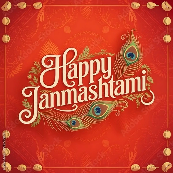 Obraz Happy Janmashtami Greeting Card Design