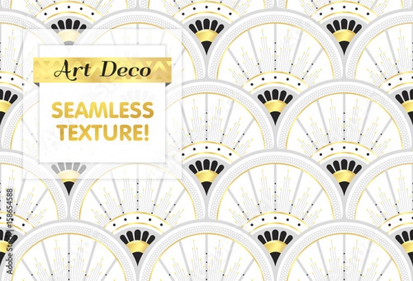 Obraz VECTOR eps 10. Art deco geometric Seamless pattern in black gold white colors. Gold and silver print.
