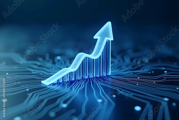 Obraz Financial Growth Graph with AI Circuit Background