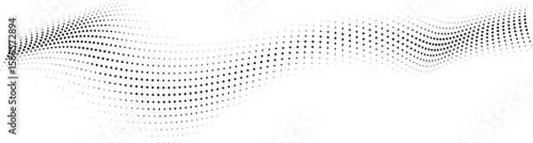 Obraz Abstract flowing wave pattern created with varying sized black dots