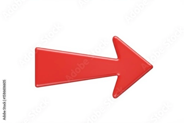 Fototapeta Red arrow pointing right direction on a white background, 3D render