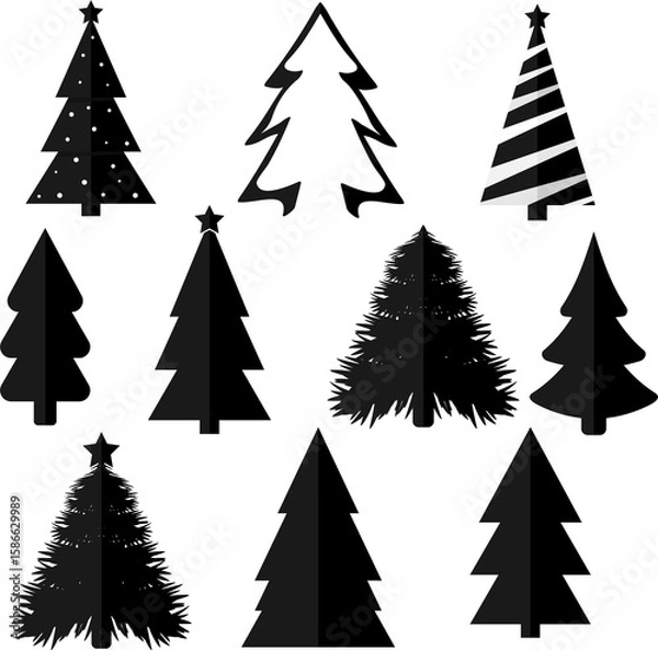 Obraz set of christmas trees