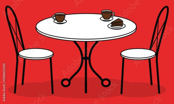 Fototapeta Coffee and Snacks Vector – Red Background