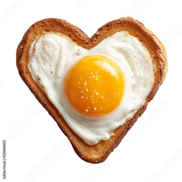 Fototapeta Fried egg on a toast clipart top view