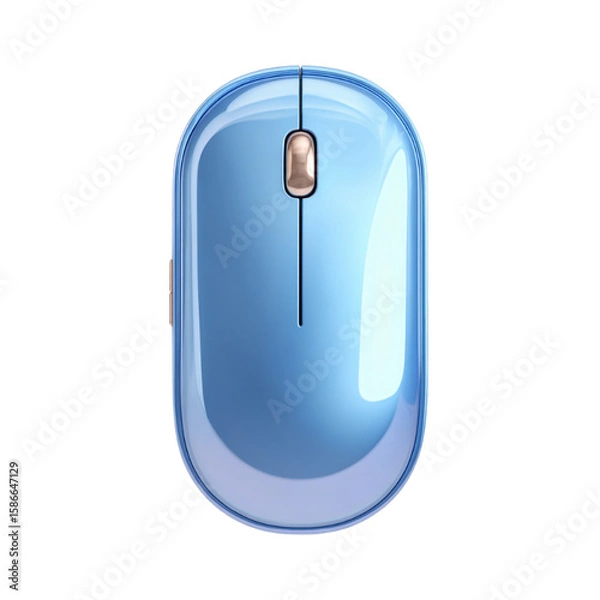 Fototapeta 3D icon of a computer mouse isolated on a transparent background, 3d rendering of wireless computer mouse, 3D icon clipart