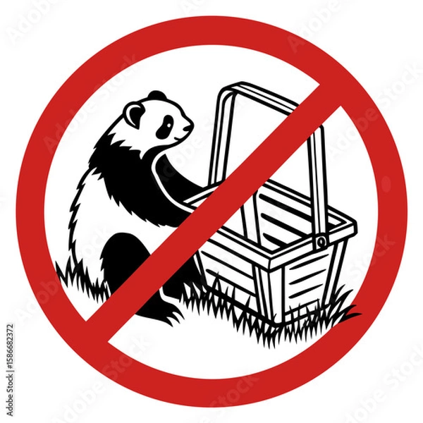 Obraz panda with a basket under the ban