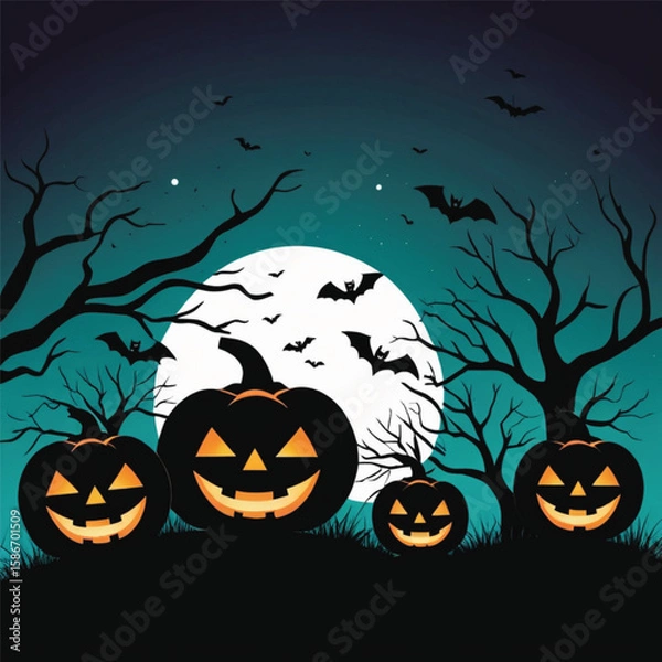 Obraz halloween background with pumpkin