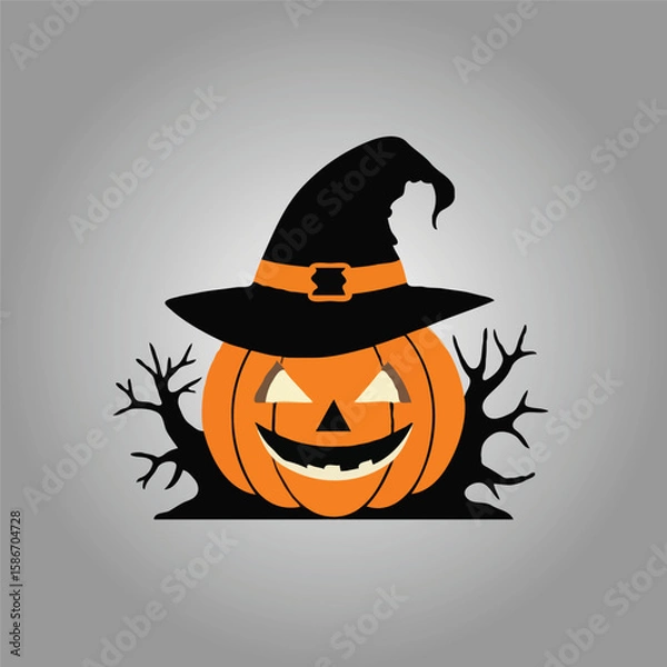 Obraz halloween pumpkin with bats