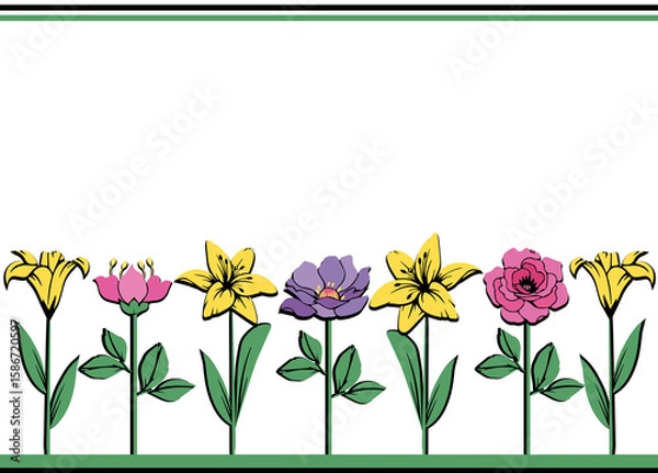 Fototapeta flowers vintage border