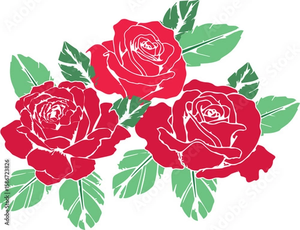 Fototapeta roses flourishes vector 2