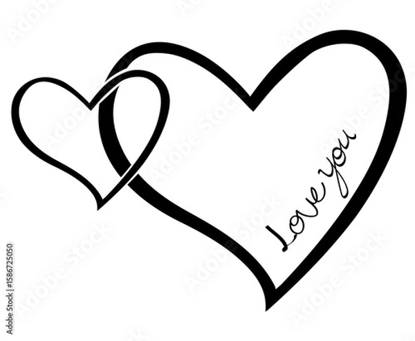 Fototapeta two hearts drawing