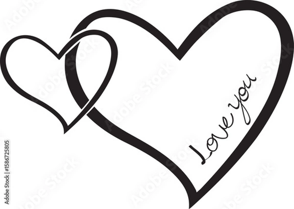 Fototapeta two hearts drawing