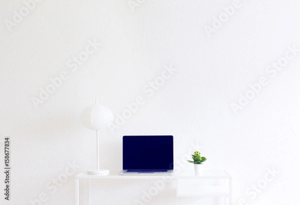 Fototapeta Modern clean workspace blank screen frame
