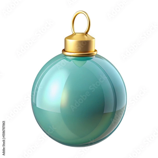Obraz 3d teal christmas ornament isolated on transparent background