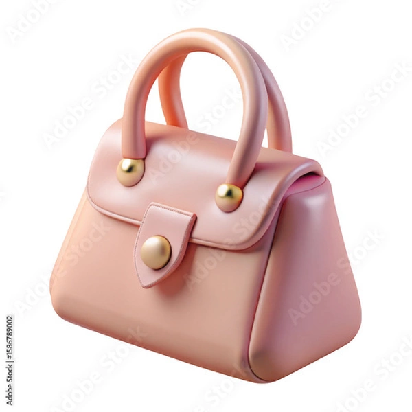 Obraz 3d pink handbag isolated on transparent background