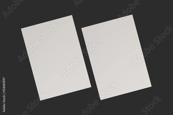 Obraz Two blank white flyers mockup on black background