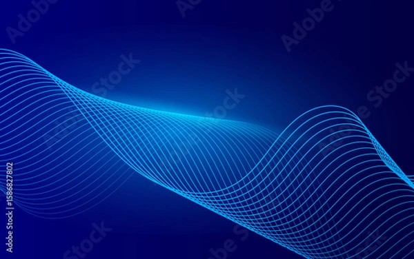 Obraz technology abstract background.blue gradient with shining waves lines colorful.modern background