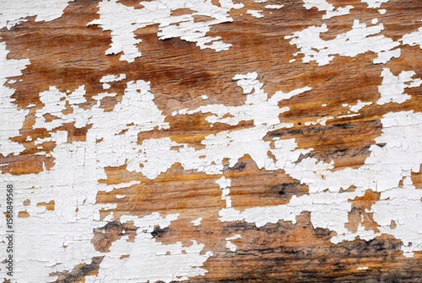 Obraz Wood painted white peeling off texture background.
