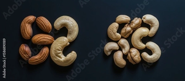 Fototapeta Delicious Almonds and Cashews A Nutritious and Healthy Snack Option for Balanced Diet and Wellbeing