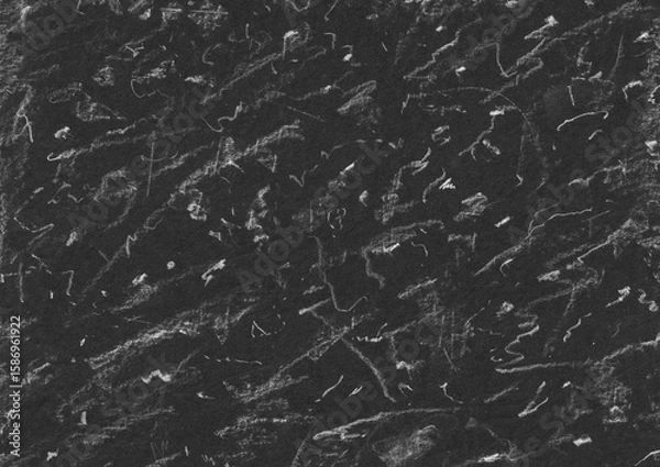 Fototapeta Abstract grunge texture background. White chalk scribble on dark backdrop. Dirty scratches graphic element.