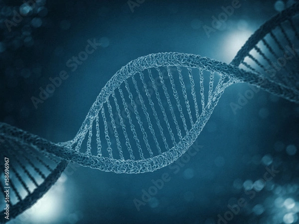 Obraz Digital illustration of a DNA model. 3D rendering