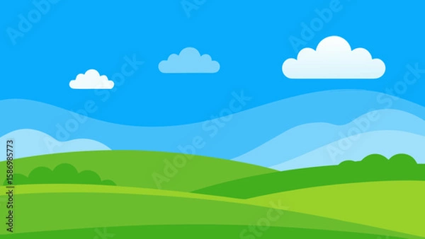 Fototapeta Wide Panoramic Background of Rolling Green Pastures for a Grand View