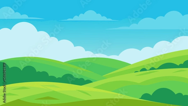 Fototapeta Picturesque Background of Rolling Hills in a Lush Green Setting