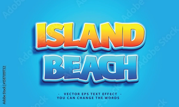 Fototapeta island beach with design text effect illustration