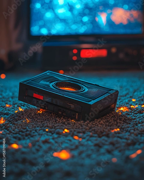 Fototapeta Digital technology revitalizes vintage audio equipment, bridging the past with modern computer hardware, circuit boards, and electronic components for enhanced sound and data experience