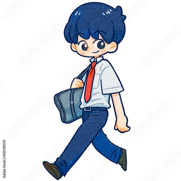 Obraz 夏服の学生服を着た男の子イラスト