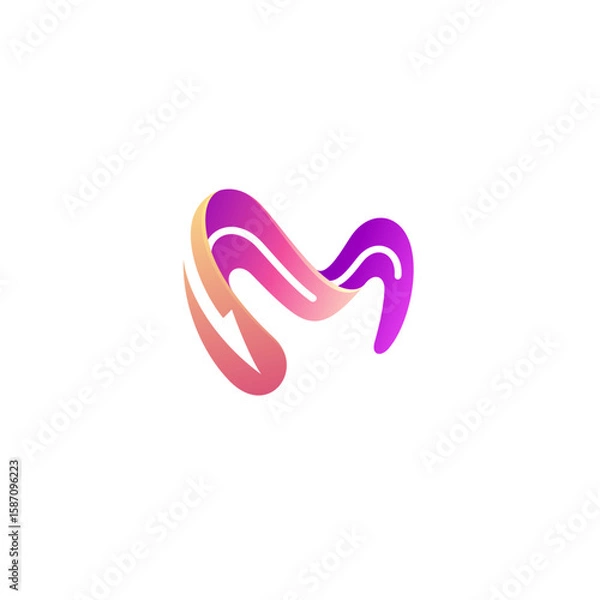 Obraz M logo, Letter M logo and arrow design combination, 3d style