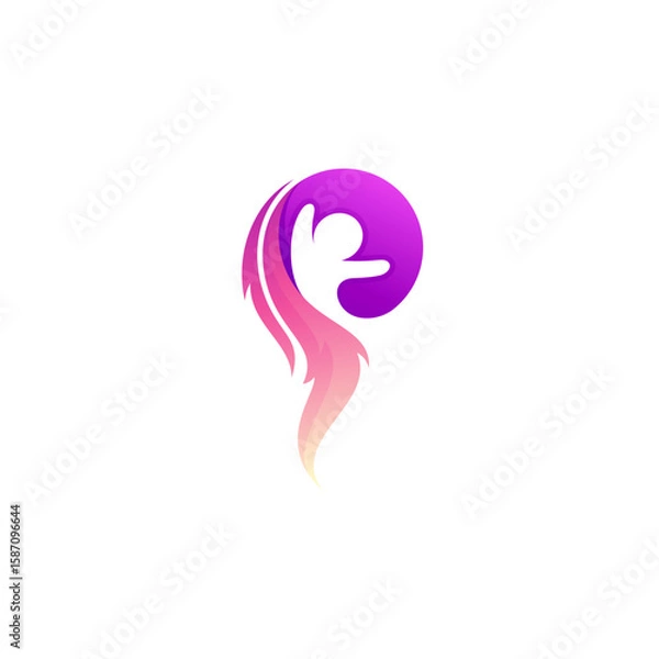 Obraz P logo, letter P logo and people active design vector