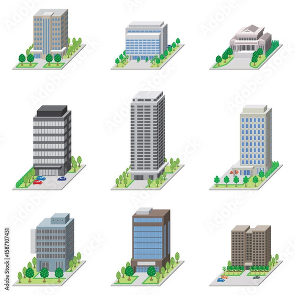 Fototapeta 建物の立体的なイラスト. 