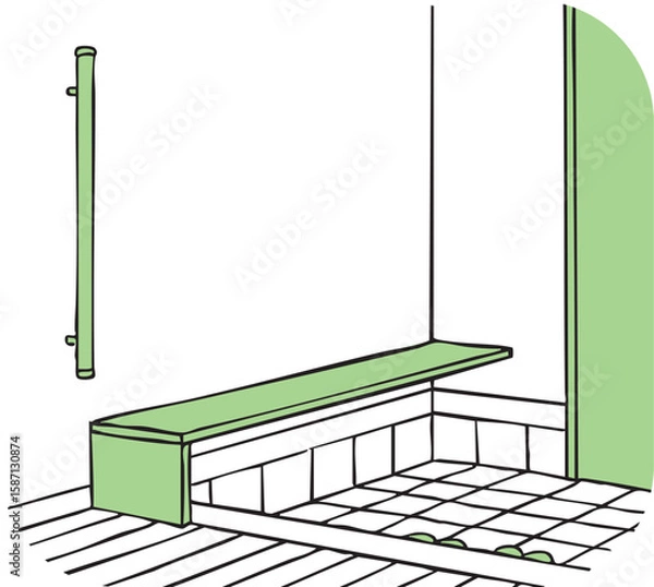 Obraz 玄関の手摺とベンチ