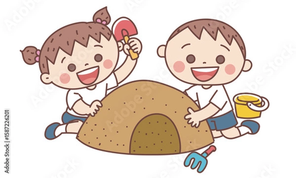 Obraz 砂遊びをする子どもたち