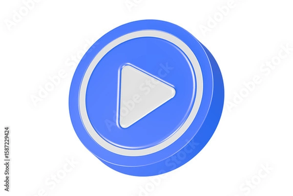Fototapeta play media button icon symbol 3d rendering