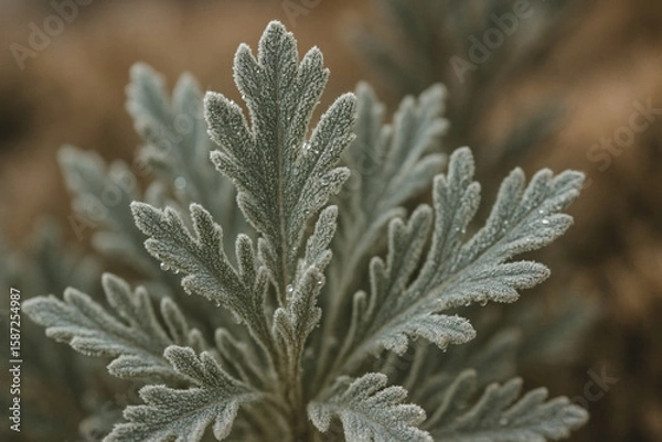 Fototapeta Close Macro Image of Fuzzy Sagebrush Foliage in Soft Tones