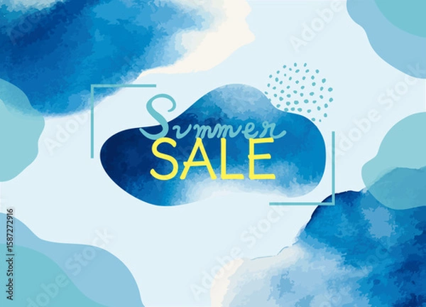 Obraz 夏の海 イラストフレームベクター素材　西海岸