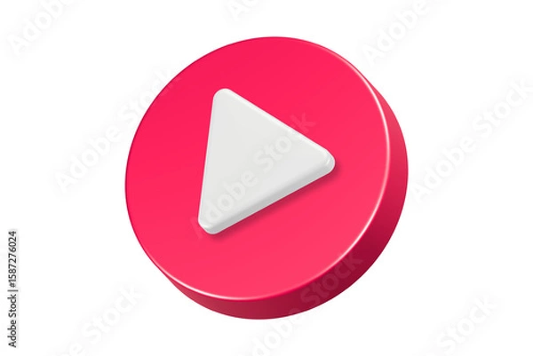 Fototapeta play media button icon symbol 3d rendering