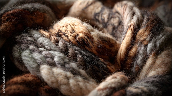 Obraz Intricate Woolen Tapestry: A Warm Embrace of Textures in Earthy Harmony