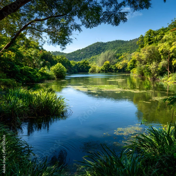Obraz Harmony in Nature: Sustainable Water Practices in Pristine Environments