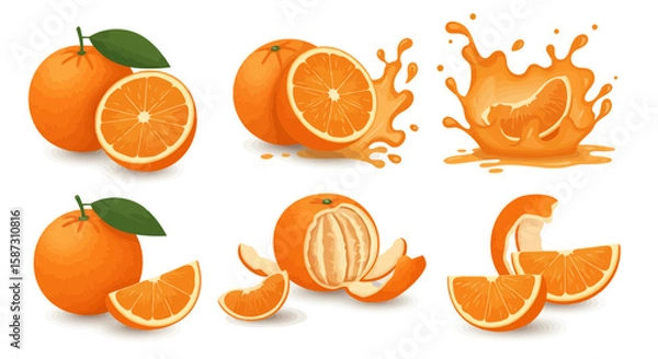 Fototapeta Orange Fruit Vector Set: Fresh, Juicy, and Vibrant