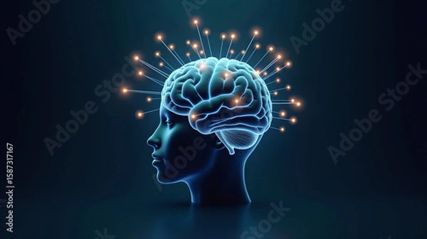 Fototapeta Digital Human Brain Concept
