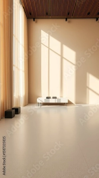 Fototapeta Modern Interior Space with Elegant Light and Shadow Play