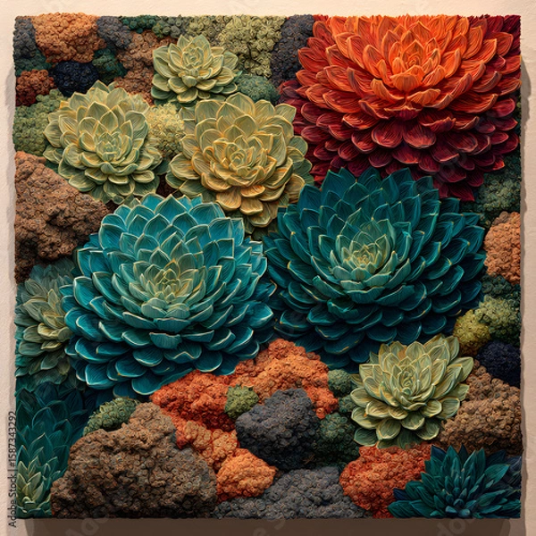 Obraz Symphony of Succulent Survival in Abstract Xerophyte Landscape