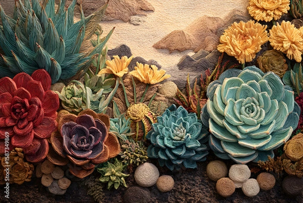 Obraz Symphony of Succulent Survival in Abstract Xerophyte Landscape