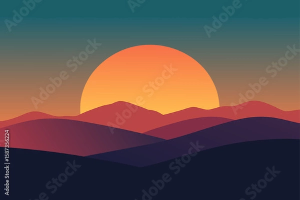 Obraz sunset over the mountains