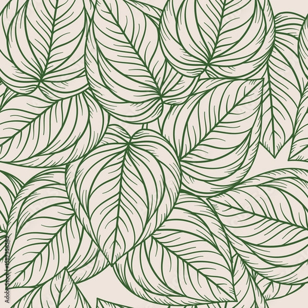 Fototapeta Pattern Leaves two tone wallpaper and background